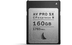AV PRO CFexpress SX Type B 160 GB Write: 1600 MB/s Read Speed: 1.785 MB/s,