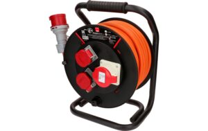 Max Hauri Kabelrolle 30m IP55 2xT25, 1x CEE16-5, schwarz / orange