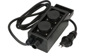 1566259 - Mediatech Max Hauri Gartensteckdose mit Spiess 2x Typ 13, IP55, Gehäuse IP44, schwarz kaufen Schweiz | Mediatech.ch