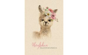 Bu Natur Verlag Geburstagskarte Lama, 12.2 x 17.5 cm