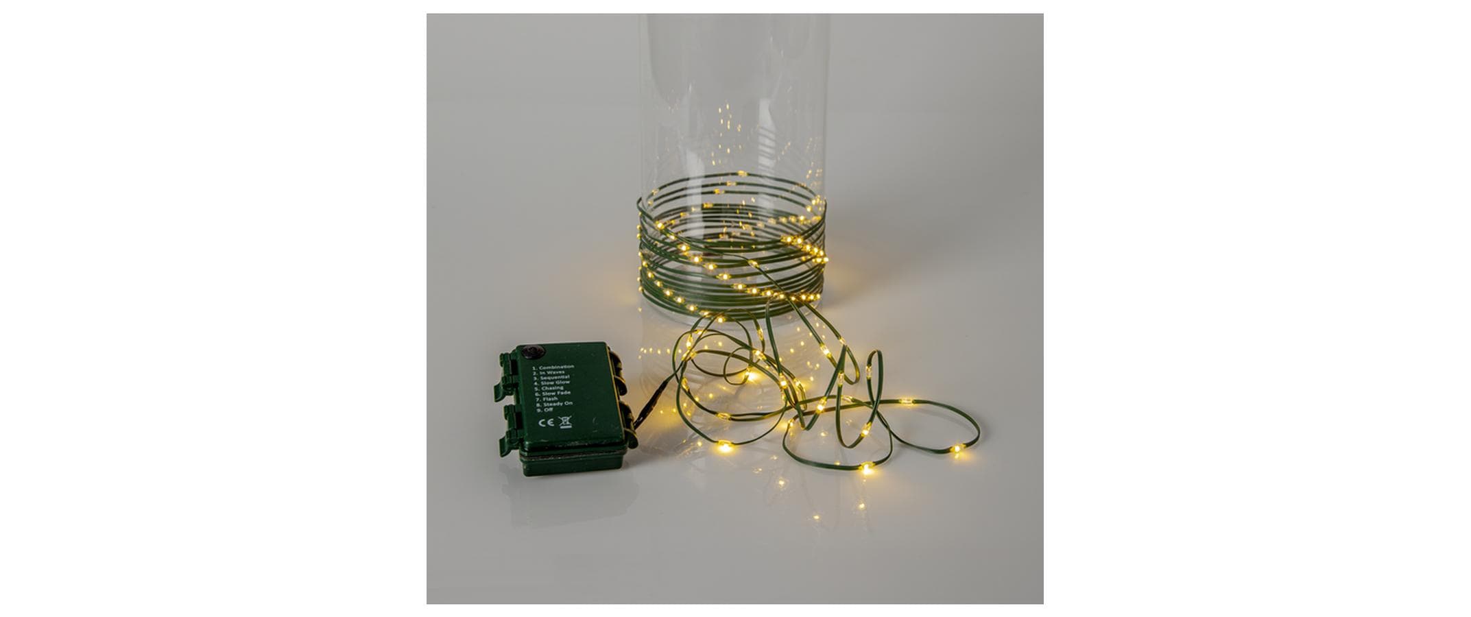 1568610_1 - Mediatech Star Trading Lichterkette Dew Drop Micro IP44, Warmweiss, Grün