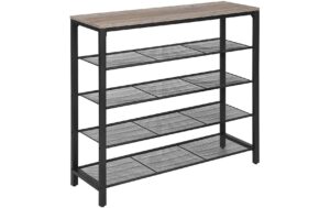 Vasagle Schuhregal mit 4 Ablagen Holz, Stahl, 100x30x92.5 cm (LxBxH)