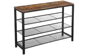 Vasagle Schuhregal mit 3 Ablagen Holz, Stahl, 100x30x72 cm (LxBxH)