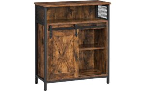 Vasagle Kommode mit Schiebetür Holz, Stahl, 70x30x80cm (LxBxH), Traglast ver.
