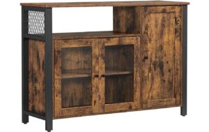 Vasagle Sideboard mit 3 Türen Holz, Stahl, 110x33x75cm(LxBxH), Traglast ver