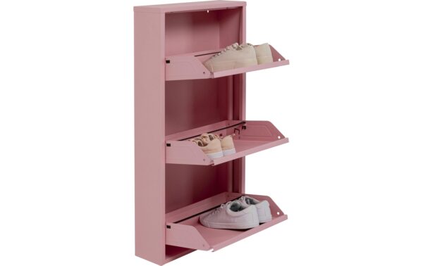 Kare Schuhschrank Caruso 3er, Rosa 104 x 50 x 15 cm, Stahlblech, 6 Paar Schuhe