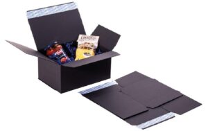 Brieger Box mit 2 Selbstklebeverschlüsse 1S schwarz, 180 x 135 x 100  mm, Aufreisshilfe