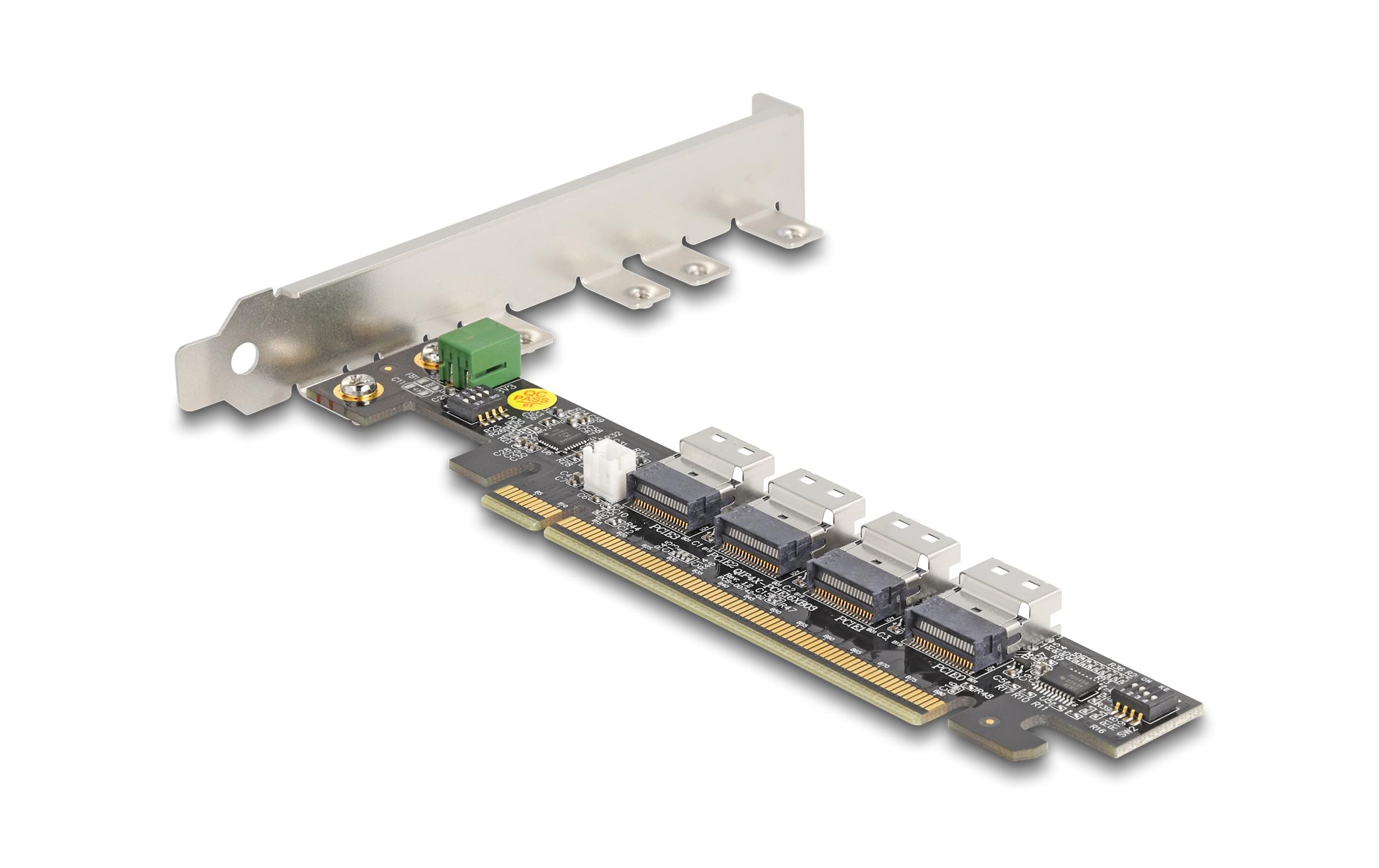 1575644 - Mediatech Delock PCI x16 zu 4x intern SFF-8654 4i NVMe - Bifurcation kaufen Schweiz | Mediatech.ch