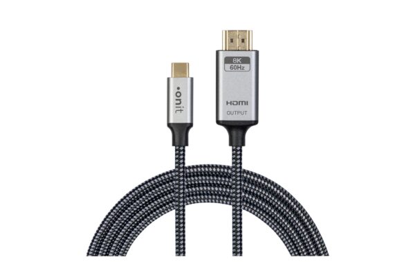 onit 8K-Videokabel C-HDMI schwarz/grau 1m 8K@60Hz / 48Gbps / HDMI 2.1