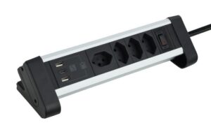 Schönenberger ALU Tisch-Steckdosenleiste 4xT13, 1x USB-C, 2x USB-A, 2m Kabel kaufen Schweiz | Mediatech.ch