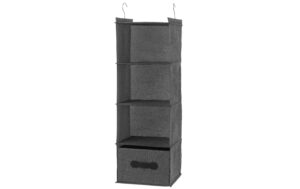 COCON Hängeregal mit 4 Fächer grau 29x29x90cm, 1 Box, Traglast 2Kg pro Boden