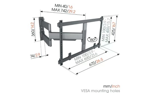 Vogels 6VO TVM 5845B full-turn, 55kg, 55-100, 600x400, schwarz