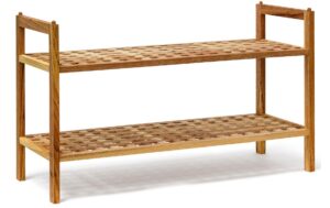 relaxdays Schuhregal stapelbar Wallnuss aus China, 40,5 x 69 x 26 cm