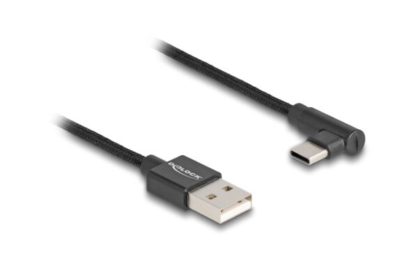 1586623 - Mediatech Delock USB2.0 Kabel Typ-A zu Typ-C, schwarz Stecker/Stecker, gewinkelt, 1m kaufen Schweiz | Mediatech.ch