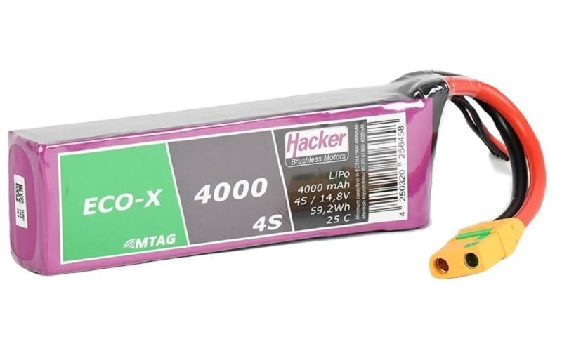 TF ECO-X LiPo-Akku 14.8V 4000mAh 4S 25C 140x43x26 mm, 357 g, XT90-S, MTAG
