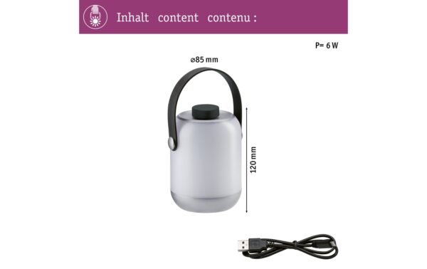 Paulmann Outdoor Mobile Tischleuchte Clutch dim. 1,6W 5V ladbar mit USB IP44