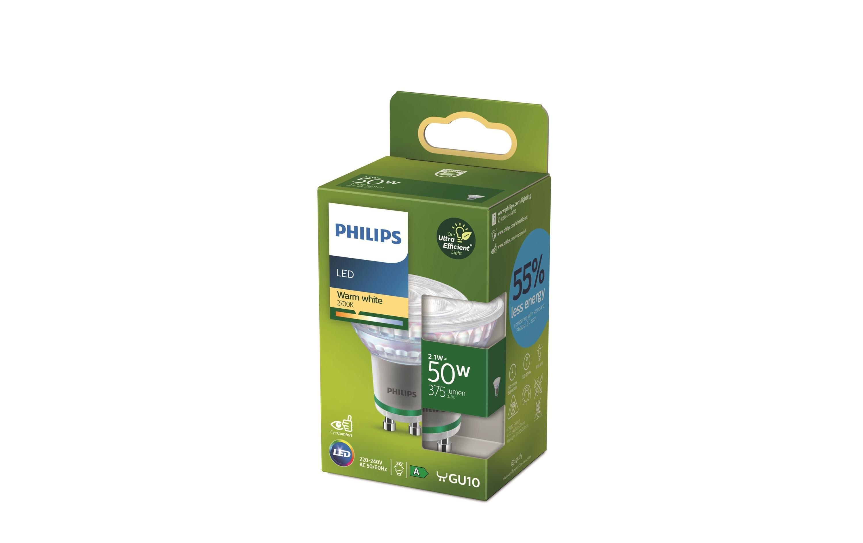 1596947_1 - Mediatech Philips LED Lampe 2.4W (50W) GU10, 380lm, 3000K, nicht dimmbar