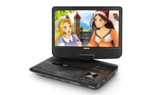 Lenco DVP-1010BK, Portabler DVD-Player 9 16:9 TFT Bildschirm, inkl. Kopfhörer