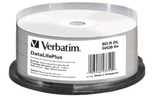 Verbatim BD-R 6x Dual Layer 50GB 25 Spindel Blu-ray Scratchguard plus, bedruckbar