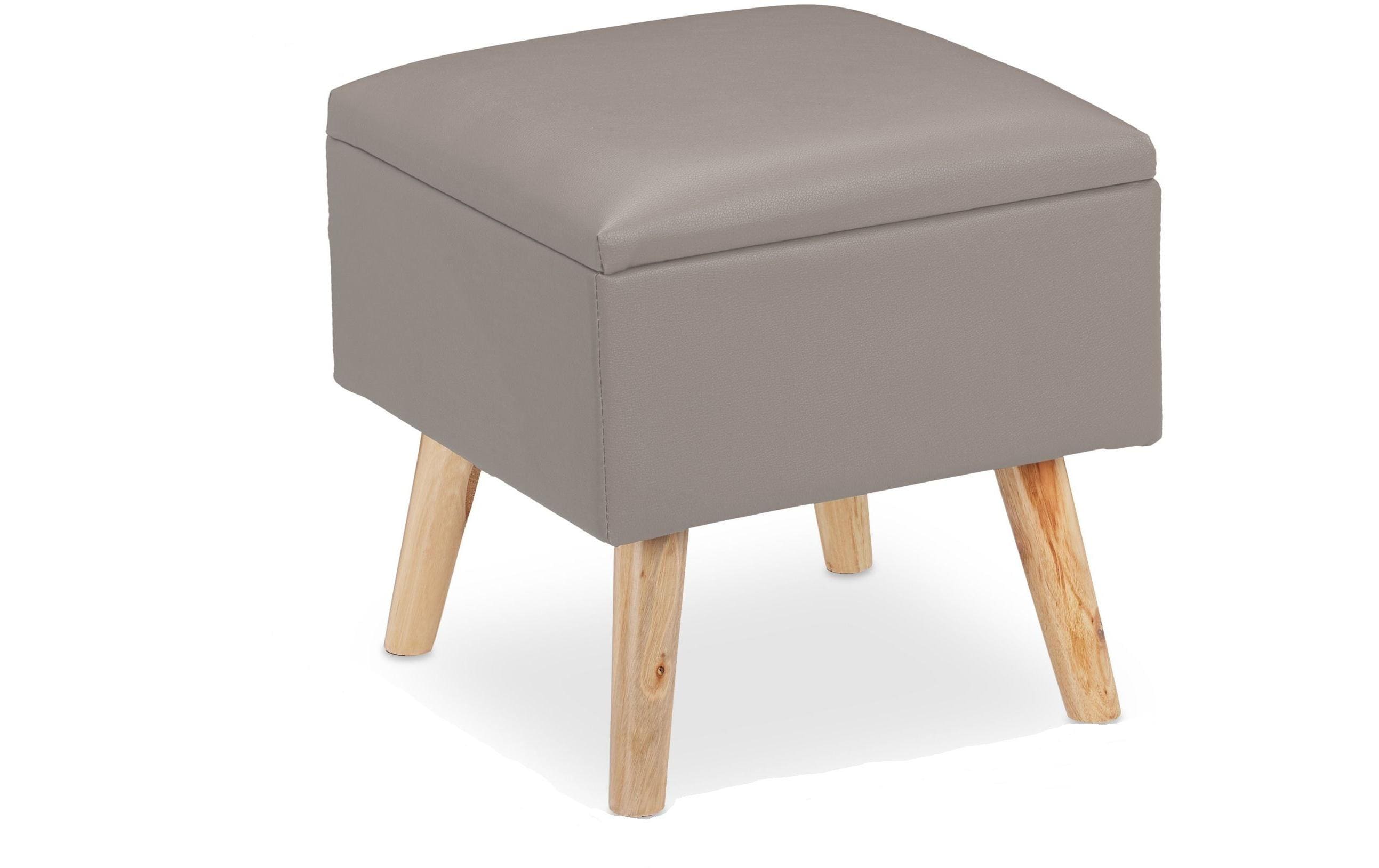 1601665 - Mediatech relaxdays Sitzhocker Kunstleder Hellgrau Tragekraft: 120kg, 40 x 40 x 40 cm