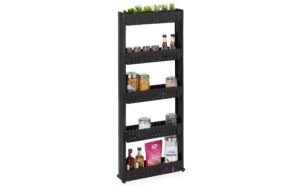 relaxdays Nischenwagen mit 5 Ablagen Kunststoff, 131 x 12,5 x 54 cm, Schwarz