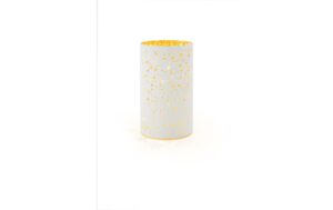 STT Windlicht Stars weiss M 12LED, ww, D9 x H16cm, Timer 6/18