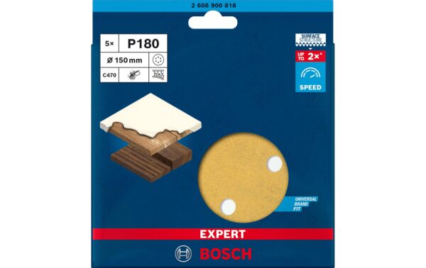 EXPERT C470 Schleifpapier. 150mm. G 180. 5-tlg.
