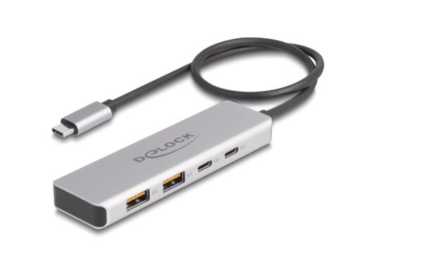 Delock USB 10 Gbps USB Type-C Hub, 2x USB Typ A, 2x Type-C mit 35cm Anschlusskabel
