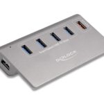 Delock USB 10 Gbps Hub, 4 USB Typ A Ports + 1 Schnellladeport inkl. Netzteil