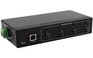 exSys EX-11214HMVS,4-Port USB2.0 Metall HUB und DIN-Rail Montage, 15KV ESD Schutz