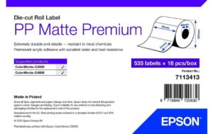 Epson C3400/C3500: PP Matte Label Premium 76x51 ,535 Labels / Roll