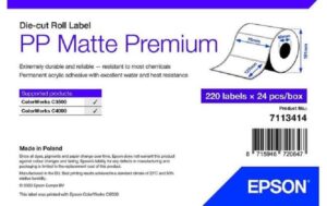 Epson C3400/C3500: PP Matte Label Premium 76x127 ,220 Labels / Roll
