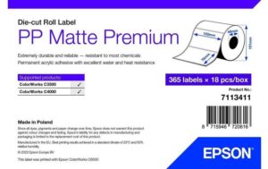 Epson C3400/C3500: PP Matte Label Premium 102x76 ,365 Labels / Roll