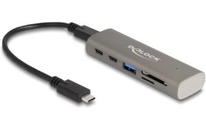 Delock 3 Port USB 10 Gbps Hub ink. SD und Micro SD Card Reader mit USB Type-C