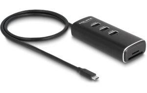 Delock 3 Port USB 10 Gbps Hub ink. SD Micro SD Card Reader mit USB Type-C