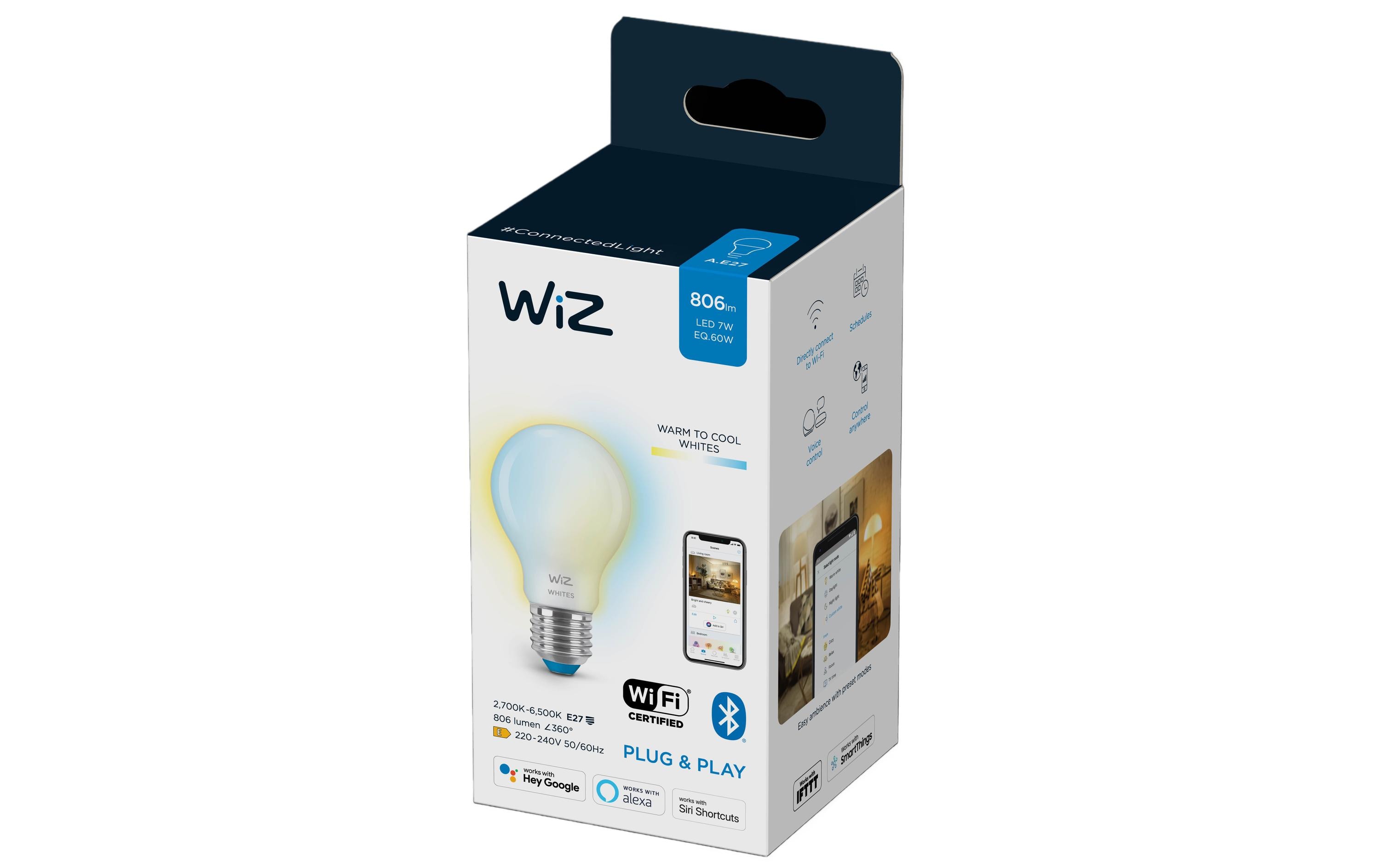 1615201_3 - Mediatech WiZ Lampe mit warmweissem bis kaltweissem Licht, Standardform Glas 60W
