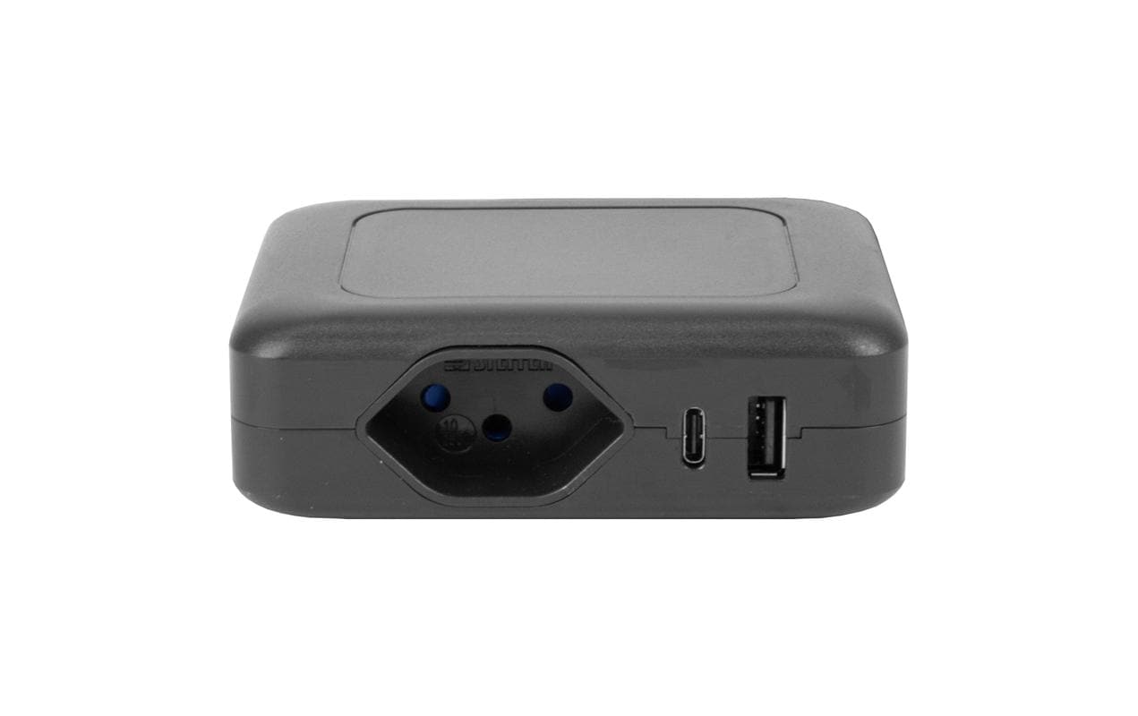 1616991_1 - Mediatech Steffen Ladestation IQ 1xT13 + 1x USB-A/C schwarz, Kabellänge 1.5m