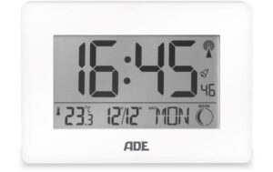 ADE Funkuhr/Wecker XXL-Ziffern, Weiss 22.9x2.8x16.1 cm, Kunststoff,Thermometer