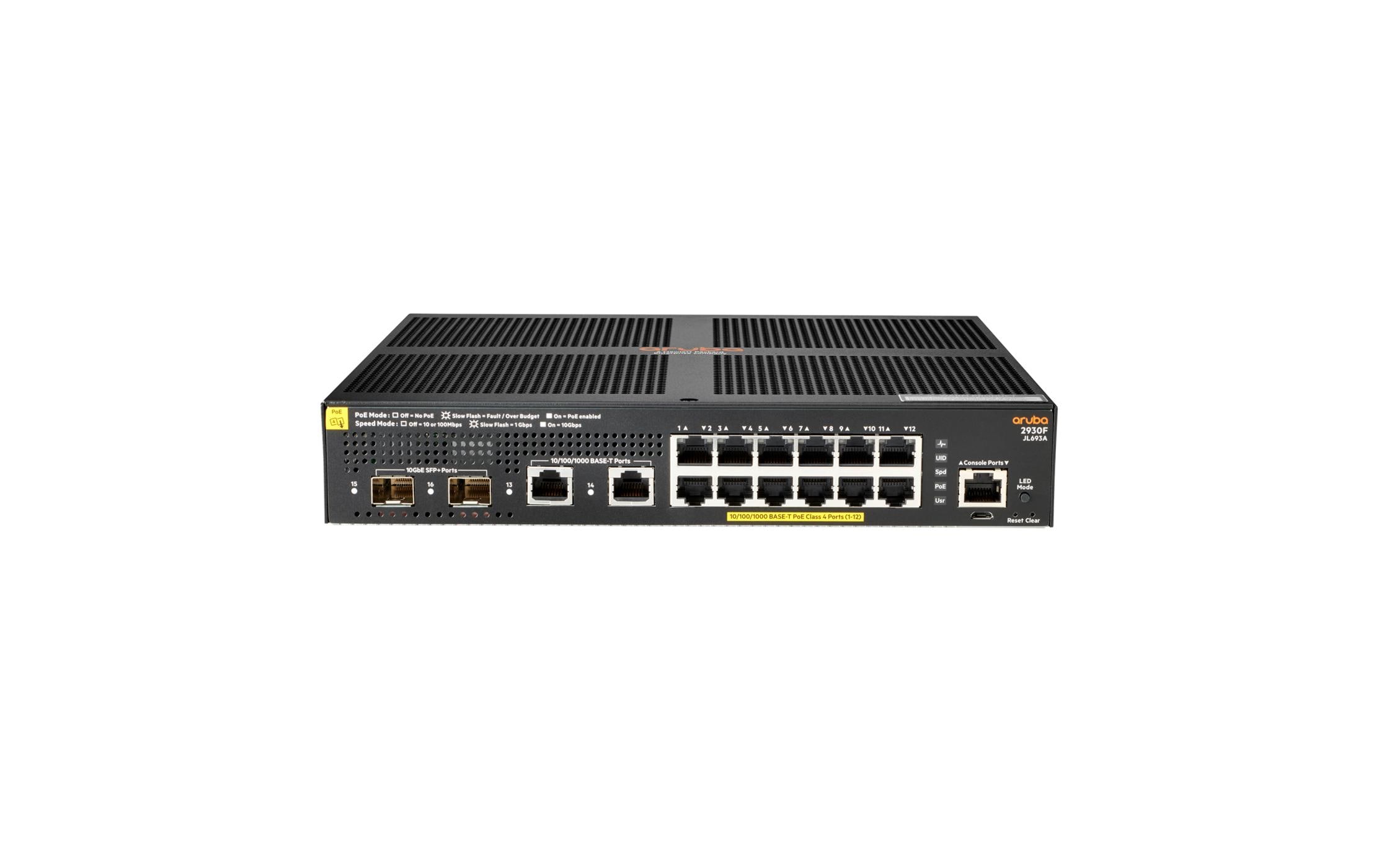 HPE Aruba Networking HP 2930F-12G-PoE+-2SFP+: 12 Port L3 Switch Managed, 12x1Gbps, 2xSFP+, 139W kaufen | Mediatech.ch
