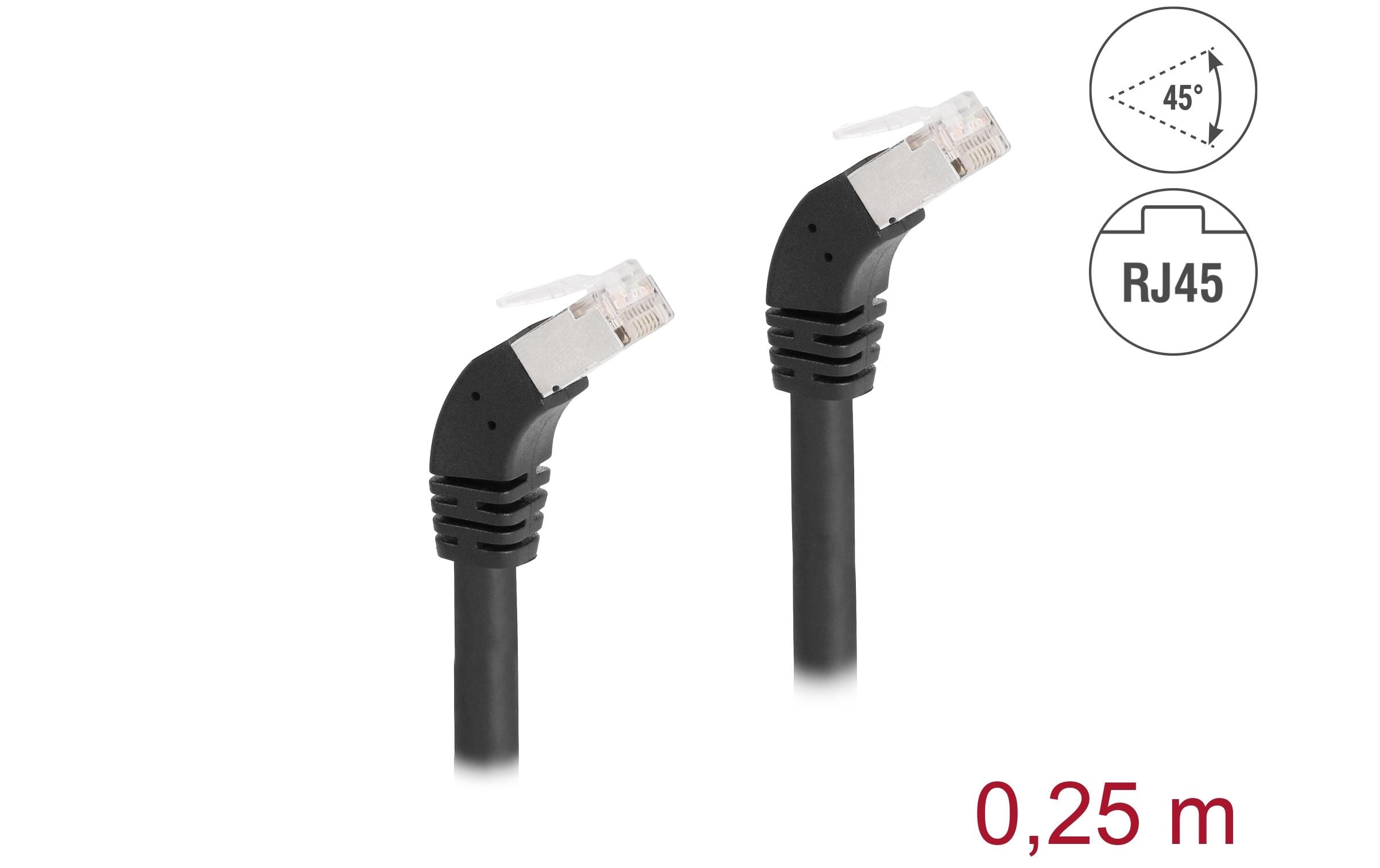 1625528_1 - Mediatech Delock Netzwerkkabel RJ45 Cat.6A S/FTP nach unten gewinkelt, 0.25m, schwarz