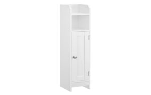 Vasagle Schrank schmal mit Tür, Weiss 18x20x80 cm (LxBxH), 2 ABlagen,1 Schranktür