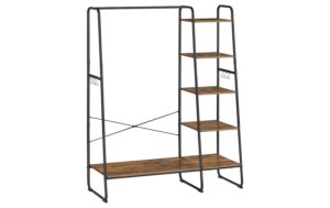 Vasagle Kleiderständer mit 5 Ebenen 45x120x160 cm (TxBxH), Stahl,Holzspanplatte