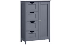 Vasagle Schrank Landhausstil, Grau MDF, 30x55x82 cm (TxBxH)