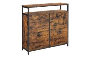 Vasagle Schuhschrank, 4 Klappen,98.3x30x95 cm (LxBxH), 12-20 Schuhe, Holz, Stahl