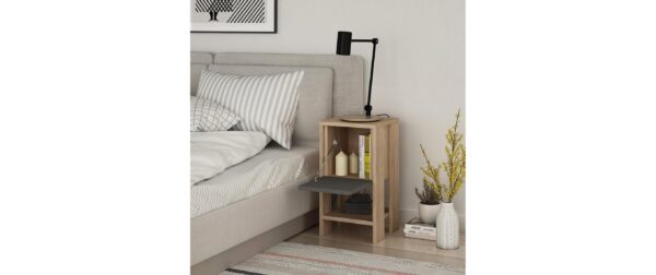 Woody Fashion Beistelltisch Ema Anthrazit/Natu Span melaminbeschichtet, 30x55x30cm