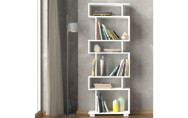 Woody Fashion Bücherregal Blok Weiss Span melaminbeschichtet, 60x165x19.5cm