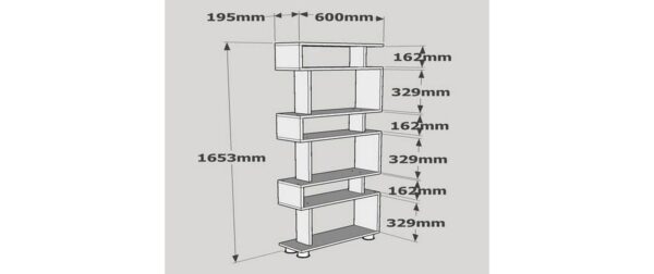 Woody Fashion Bücherregal Blok Weiss Span melaminbeschichtet, 60x165x19.5cm