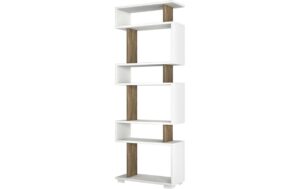 Woody Fashion Bücherregal Blok Weiss/Waln. Span melaminbeschichtet, 60x165x19.5cm
