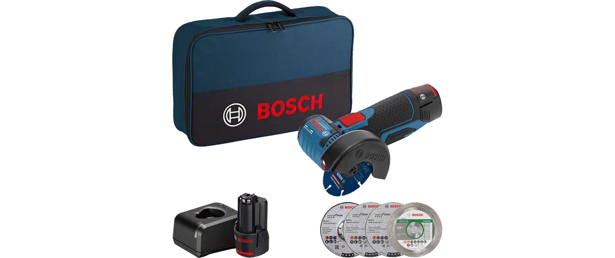 1631072 - Mediatech Bosch Professional GWS 12V-76 (2x2.0Ah, B) Winkelschleifer mit Akku kaufen | Mediatech.ch