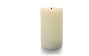 balthasar LED Zylinderkerze Rillen creme LED warmweiss, 125 x 75mm, exkl. 3x AAA